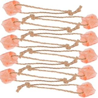 10pcs Natural Pink Salt Lick Blocks with Ropes Mineral Salt Chew for Horses Cattle Deer and Small Pets Outdoor Livestock Feeding and Health