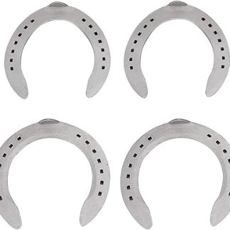 4Pcs Aluminium Alloy Horseshoe Kit, Sturdy Durable Horse Riding Equipment Accessories with Anti Slip Wear Resistant Design, for Front Rear Hoof (4)