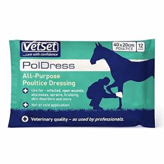 Horse Poultice Dressing Wrap | Veterinary Hoof and Wound Poultice for Horses, 40cm x 20cm | For Abscess, Swelling, Infection and Inflammation | Can Be Used Hot, Cold or Dry | PolDress by VetSet