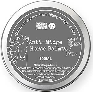Anti-Midge Horse Balm, 100ml, Natural Repellent with Shea Butter, Beeswax, Coconut Oil, Neem Oil, Citronella, Lemongrass, Lavender, Cedarwood