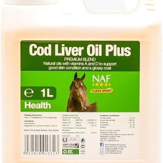 NAF Cod Liver Oil 1L – Natural Source of Omega 3 for Horses – Supports Joint Health, Coat Condition & Vitality – Promotes Skin Softness & Glossy Shine – Non-Heating Energy Source