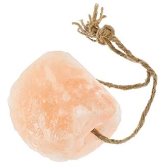 INOOMP Livestock Salt Lick Brick with Rope for Horses, Cattle, and Deer – Natural Pink Salt Cylinder 1-2kg, Mineral Block for Farm Animal Health