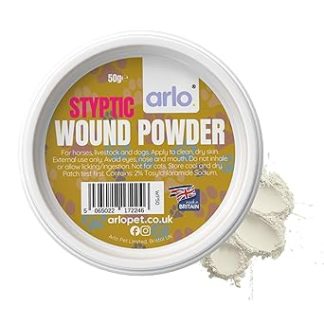 Wound Powder 50g for Pets & Horses | Fast-Dry Styptic Formula Helps Keep Wounds Clean | Non-Sting, Moisture Control Powder for Cuts, Grazes & Rubbing - Easy Dip Pot