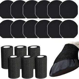 Pack of 12 Hoof Bandage Tape with 6 Rolls Packaging Total 18 Pieces, Strong Sticky Horse Hoof Wraps, Breathable Waterproof Magic Food Hoof Pads, Hoof Pads for Treating Hoof Wounds