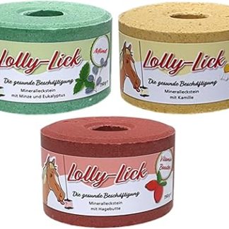 Horse Treats – Lolly-Lick PRO IMMUNE 3-Pack with Vitamin Boost, Mint & Chamomile – Natural Horse Treats for Box, Paddock, Stall – Includes FREE Hanging Rope – Healthy Licks