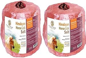2x Himalayan Animal Horse Lick Natural Pink Salt | Natural shape salt with strong hanging Rope | Suitable for all Animals | 1-1.5 kg| Pack of 2 | (2 pices in one box)