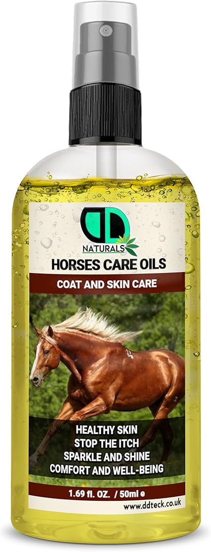 Horse Coat & Skin Care Oil | Deep Conditioning & Shine Enhancer, Stop the Itch & Comfort And Well-Being, Detection of Skin Issues & Healthy Skin (50ml Spray)