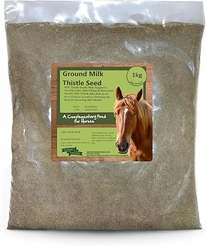 Ground Milk Thistle Seed 1kg | Natural Feed Supplement for Horses, Equine Care