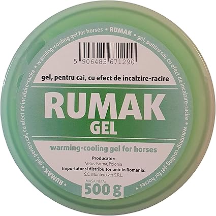 RUMAK Green warming-cooling gel for horses Camphor: antirheumatic, antifebril, antineural, anti-inflammatory (500g)
