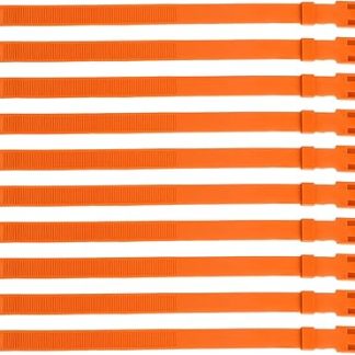 10PCS Goat Collar PU 23 Inch Adjustable Livestock Collar, Farm Animal Collar for Cow Horse Sheep, Soft Durable PU Material with Color Identification for Health Monitoring and Clust (Orange)