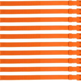 Livestock Collar 23 Inch Adjustable | 10PCS PU Goat Collar for Farm Animal Identification/Health Monitoring/Group Management | Color Coded Collar for Cows, Sheep, Horses (Orange)