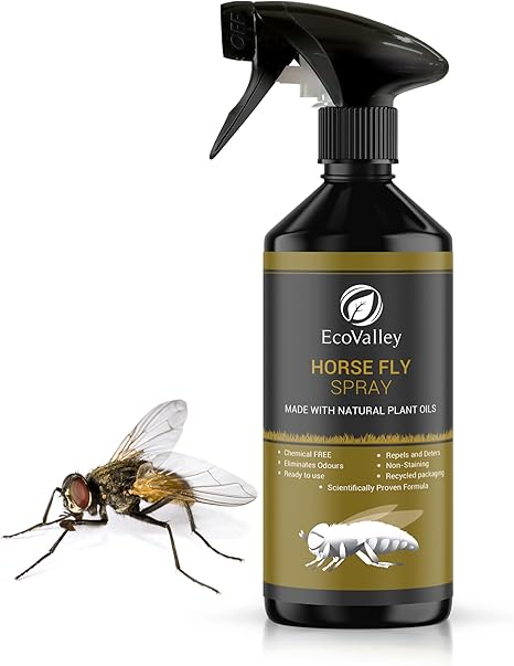 EcoValley Natural Horse Fly Repellent Spray - 500ml - Scientifically Proven Citronella Formula for Home & Stables, Effective Indoor & Outdoor Protection