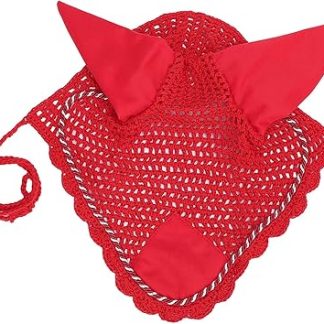 Pwshymi Horse Ear Bonnet Breathable Soft Cotton Crochet Fly Veil Hat for Sensitive Horses