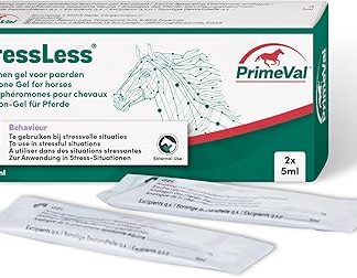 PrimeVal – StressLess® Pheromone Gel – For Horses & Ponies – Fast-Acting Calming Gel – Promotes Feelings of Reassurance In Stressful Situations – Ideal for Competitions & Travelling – 2 x 5ml Sachets