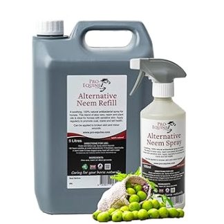 Alternative Neem Horse Spray and Refill Set includes a 5 Litre Refill with 500ml trigger Spray Bottle. Natural skincare for your horse.