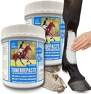 EMMA® Clay paste horse I Economical set I Acetic clay paste I Healing clay paste I 1 x doping free, 1 x with menthol 1,5 Kg