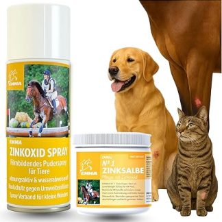 EMMA® Zinc ointment & zinc spray for horses & dogs I Economical set I Zinc paste for skin irritation, itching, eczema & for horses Mauke I for wound protection 2 * 250ml