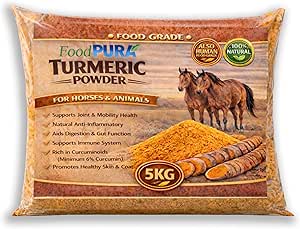 5KG Turmeric Powder for Horses & Ponies – Pure Natural Equine Feed Supplement – Min. 6% Curcumin – Supports Joints, Skin & Digestion – Human Food Grade Indian Turmeric