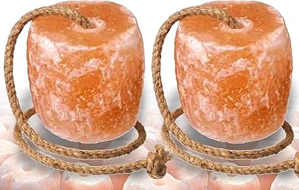 Animal Salt Organic Himalayan Animal Horse Lick Natural Pink Salt, Natural shape salt with strong hanging Rope, Suitable for all Animals, (1-2 KG Pack of 2)