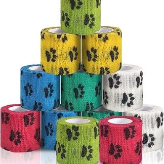 12 Pack Dog Vet Bandages 2 x 5.5m Self Adhesive Dog Paw Protector for Horses Cats Birds Pets