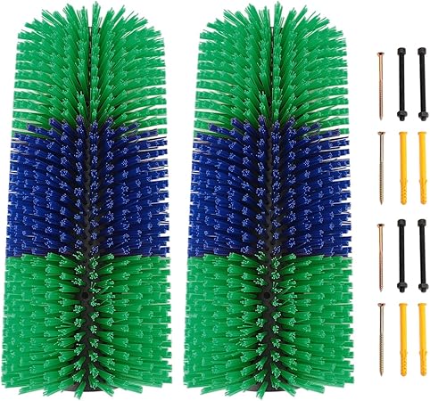 Livestock Scratch Brushes, Horse Scratcher, Animal Back Scratcher for Horse Cattle Sheep Deer with Easy Installation Durable Plastic Grooming Tool 17.13in (Green)