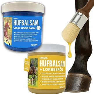 EMMA Huffett Horses 2 x 500 ml Hoof Care for Horses with Laurel Oil + Walnut Oil I Hoof Balm I Hoof Cream Strong Hooves I Hoof Resistant I Hoof Ointment Against Cracked Hooves I Protection Dry Hooves