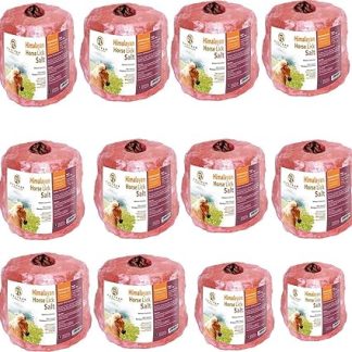 12x Himalayan Animal Horse Lick Natural Pink Salt | hanging Rope | Suitable for all Animals | 1-1.5 kg Salt| (12 pices in one box)