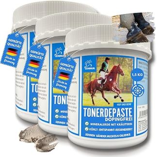 EMMA Acetic Acid Clay for Horses Clay Horse Doping Free 3 x 1.5 kg - Horse Balm Cooling - Clay Paste Mineral Earth Healing Clay Paste Cooling Gel Horse Muscle Soreness Relaxation Muscles Tendons for