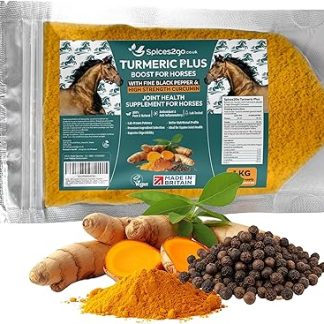 1KG Turmeric Plus For Horses With Black Pepper - 100% Pure Equine Supplement Turmeric For Horse Supplements | High Strength Curcumin | Joint Mobility, Skin, Digestive Support - Made In Britain