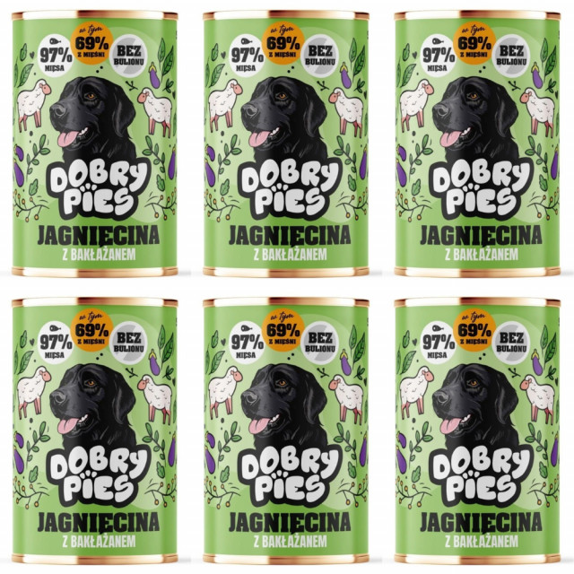 Влажный корм для собак GOOD DOG со вкусом ягненка и баклажанов - 6 x 400 г