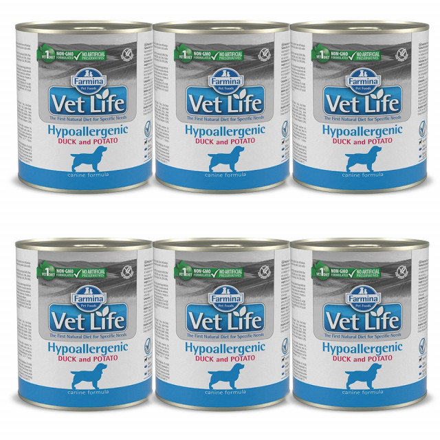 Влажный корм для собак FARMINA Vet Life Dog Hypoallergenic Duck&Potato - 6 x 300 г