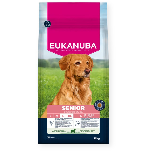 EUKANUBA Senior L XL — сухой корм для собак с добавлением ягненка и риса, 12 кг.