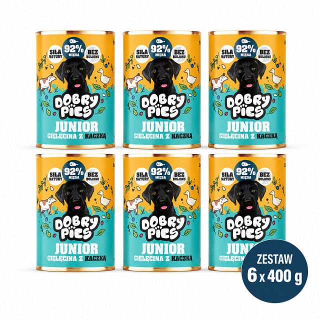 Влажный корм для собак GOOD DOG Junior с телятиной и уткой – 6 x 400 г