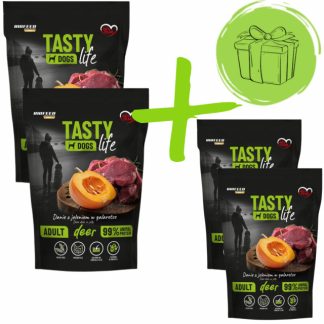 Влажный корм для собак BIOFEED Tasty Dogs Life Jeleń - 2 упаковки по 500 г + 2 упаковки по 500 г БЕСПЛАТНО