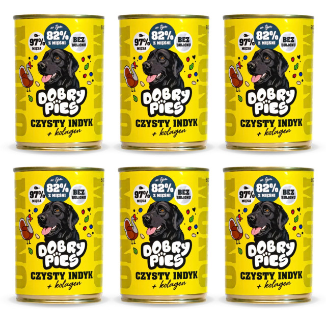 Влажный корм для собак GOOD DOG Mono Pure Turkey + коллаген – 6 x 400 г