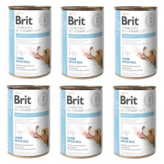 BRIT Grain Free Vet Diets Dog Obesity Lamb & Peas - влажный корм для собак - 6 x 400 г