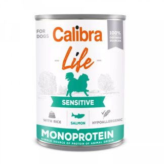 Влажный корм для собак CALIBRA Life Sensitive Salmon с рисом и рисом (400 г).