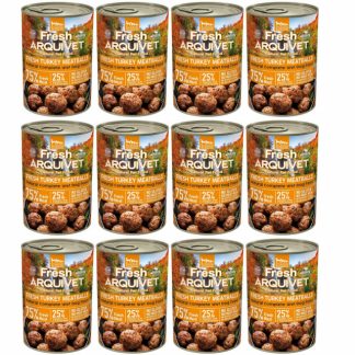 Влажный корм для собак ARQUIVET из свежей индейки, 12 х 400 г.