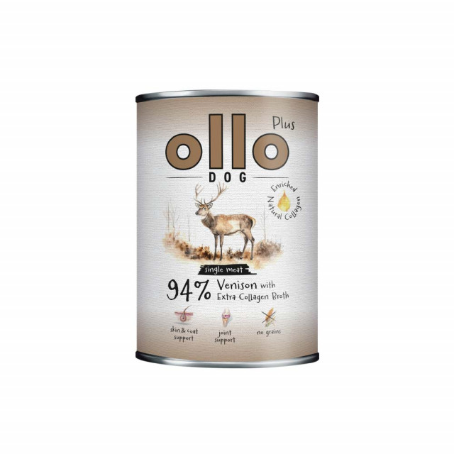 OLLO Plus Collagen Mono Jeleń - влажный корм для собак - 400г