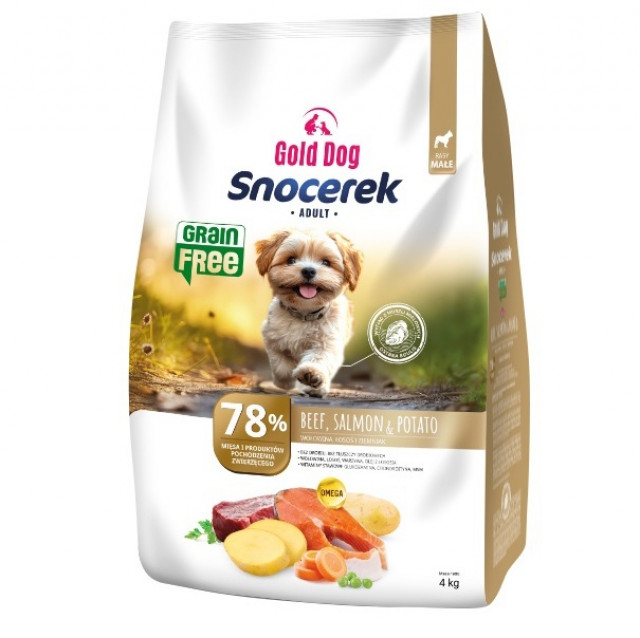 GOLD DOG Snocerek Беззерновой сухой корм для собак мелких пород, говядина, лосось, картофель - 4 кг