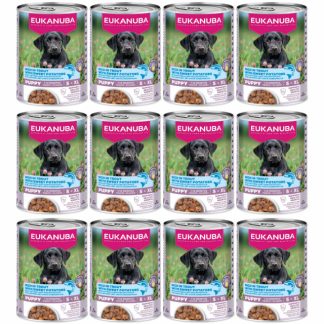 Влажный корм для щенков EUKANUBA Life Care с форелью и сладким картофелем - 12 x 400 г