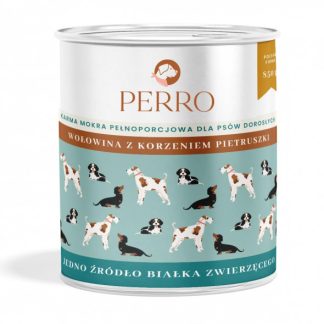 Влажный корм для собак PERRO с говядиной и корнем петрушки (850 г).