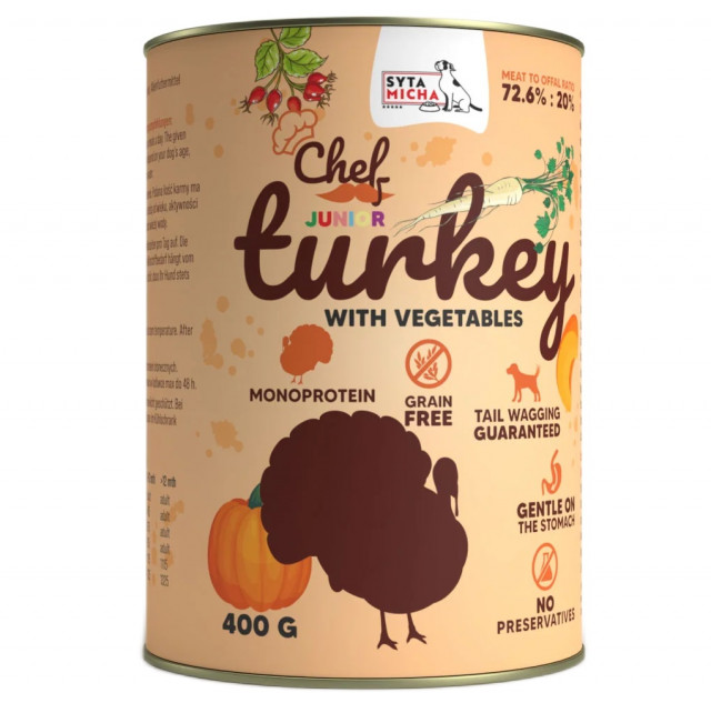 SYTA MICHA Chef Mono Turkey with vegetables Junior - влажный корм для собак - 400 г