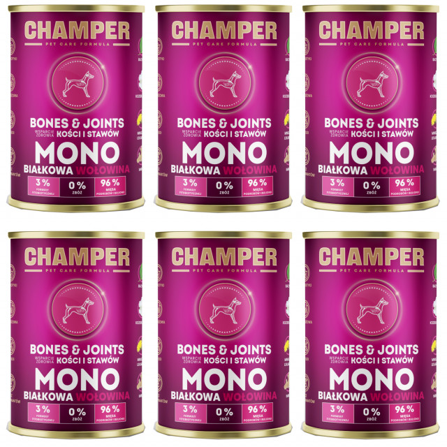 Влажный корм для собак CHAMPER Bones & Joints Mono Beef - 6 x 400 г
