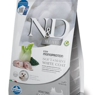 FARMINA N&D WHITE DOG SEA BASS, Spirulina and Fennel Adult Mini - сухой корм для белых собак - 2 кг