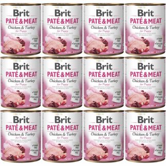 BRIT Paté & Meat Puppy Chicken - влажный корм для собак - 12 x 800 г
