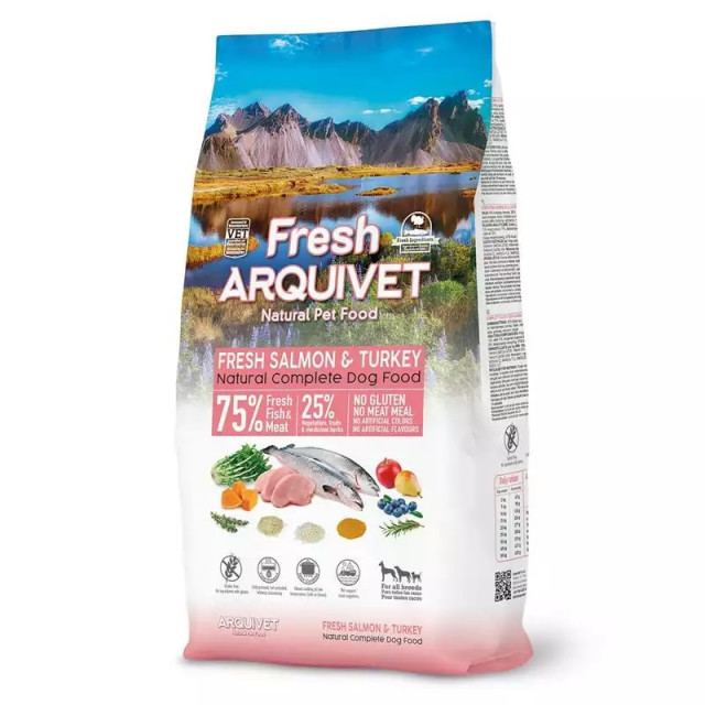 ARQUIVET Свежий лосось с индейкой - полувлажный корм для собак - 2,5 кг