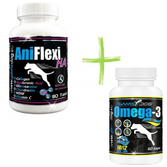 GAME DOG AniFlexi HA - добавки для собак - 80 таблеток + GAME DOG Omega-3 - добавки для собак - 60 таблеток