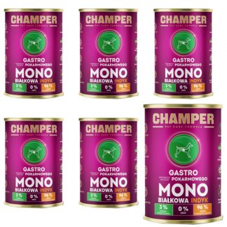 Влажный корм для собак CHAMPER Gastro Mono Turkey - 6 x 400 г