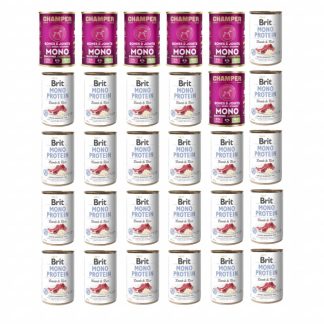 Влажный корм для собак CHAMPER Bones & Joints Mono Lamb + BRIT Mono Protein Lamb & Rice - 30 x 400 г